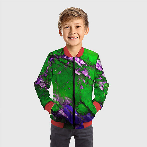 Детский бомбер A purple mineral in a green stone / 3D-Красный – фото 3