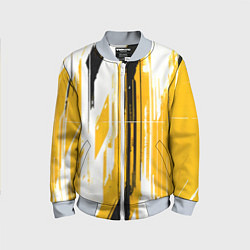 Бомбер детский Вертикальные чёрно-белые линии на жёлтом фоне, цвет: 3D-серый