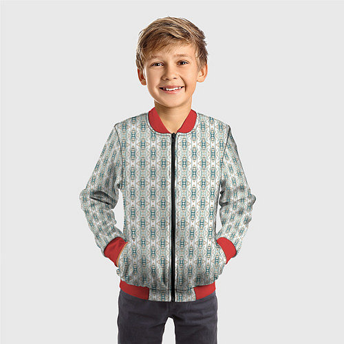 Детский бомбер Вертикальный узор с геометрическим рисунком / 3D-Красный – фото 3