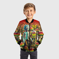 Бомбер детский Рик и Морти заблудились в мухоморном поле, цвет: 3D-черный — фото 2