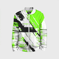 Детский бомбер Diagonal black and green stripes on a white backgr