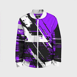 Бомбер детский Diagonal black and white stripes on a purple backg, цвет: 3D-белый