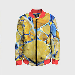 Бомбер детский Жёлто-синяя абстракция, цвет: 3D-красный