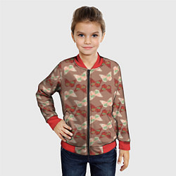 Бомбер детский Бабочки зелено-бежевые, цвет: 3D-красный — фото 2
