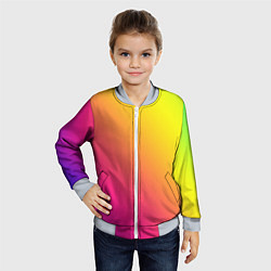 Бомбер детский Градиент зелёно-фиолетовый насыщенный, цвет: 3D-серый — фото 2