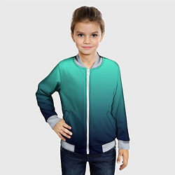 Бомбер детский Градиент мягкий бирюзово-синий, цвет: 3D-серый — фото 2
