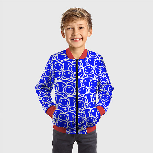 Детский бомбер Nirvana logo blue / 3D-Красный – фото 3