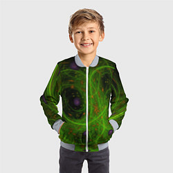 Бомбер детский Зелёный дым абстракция, цвет: 3D-серый — фото 2