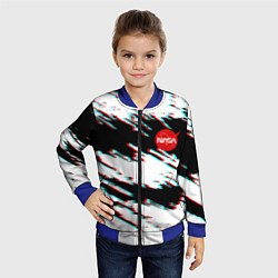 Бомбер детский Nasa glitch color, цвет: 3D-синий — фото 2