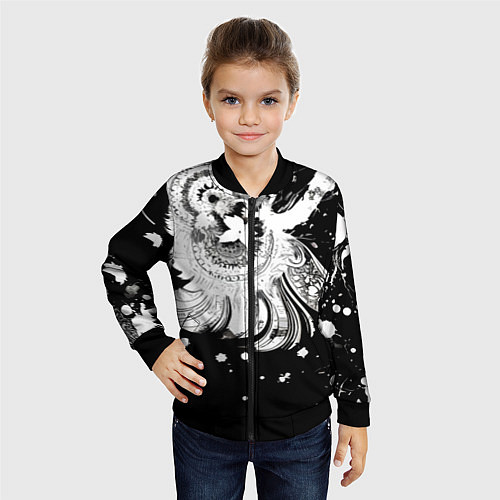 Детский бомбер Абстрактная экспрессивная композиция / 3D-Черный – фото 4