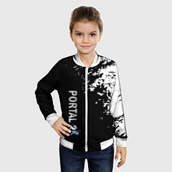 Бомбер детский Portal краски черно белый, цвет: 3D-белый — фото 2