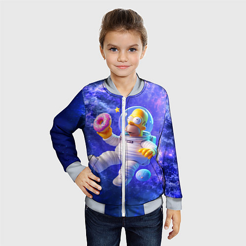 Детский бомбер Homer Simpson is a brave astronaut / 3D-Серый – фото 4