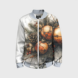 Детский бомбер Новогодние игрушки и шишки