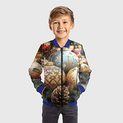 Бомбер детский Большие новогодние шары, цвет: 3D-синий — фото 2