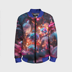 Детский бомбер Новогодние шары и фиолетовые блески