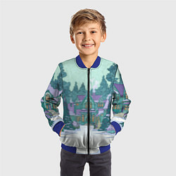 Бомбер детский Новый год - двор, цвет: 3D-синий — фото 2