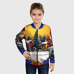 Бомбер детский Новогодний двор, цвет: 3D-синий — фото 2