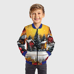 Бомбер детский Новогодний двор, цвет: 3D-синий — фото 2