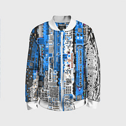 Детский бомбер Киберпанк паттерн синий