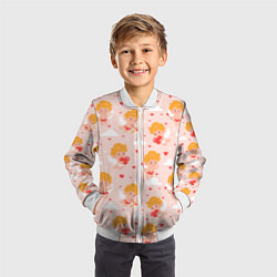 Бомбер детский Паттерн с милыми купидонами, цвет: 3D-белый — фото 2