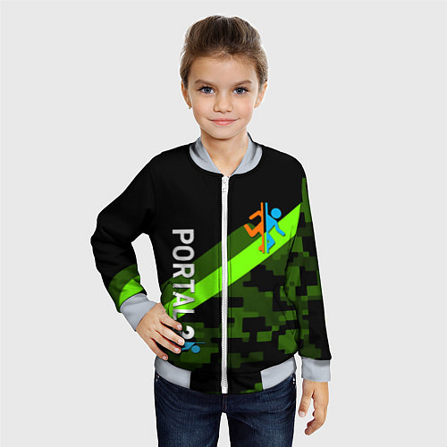 Детский бомбер Portal camo steel geometry / 3D-Серый – фото 4