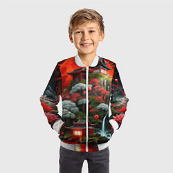 Бомбер детский Японская гора природа, цвет: 3D-белый — фото 2