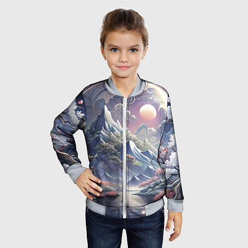 Детский бомбер Япония - природа / 3D-Серый – фото 4