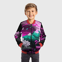 Бомбер детский Горы японии природа, цвет: 3D-красный — фото 2