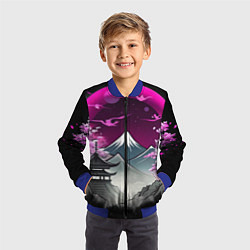 Бомбер детский Горы и сакура в Японии, цвет: 3D-синий — фото 2