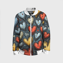 Детский бомбер Разноцветные сердца