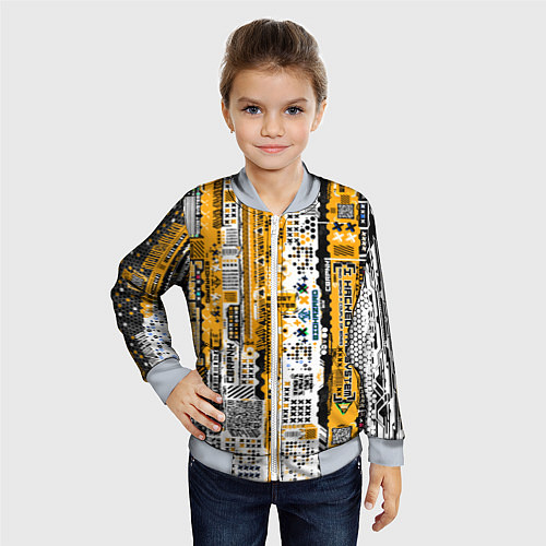 Детский бомбер Cyberpunk pattern yellow / 3D-Серый – фото 4