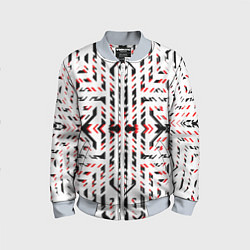 Детский бомбер Чёрно-красные диагональные полосы на белом фоне