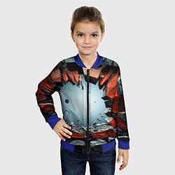 Бомбер детский Разбитые плиты из стекла, цвет: 3D-синий — фото 2
