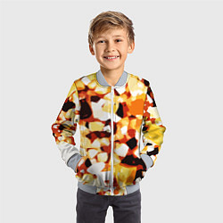 Бомбер детский Жёлто-белая абстракция на чёрном фоне, цвет: 3D-серый — фото 2