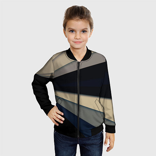 Детский бомбер Фрактальные линии - темный / 3D-Черный – фото 4