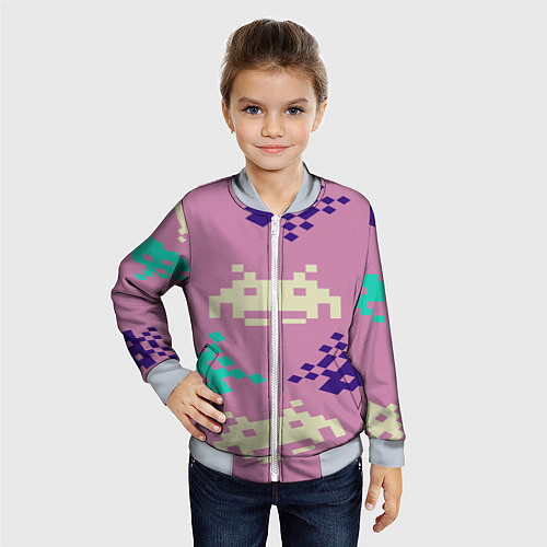 Детский бомбер Пиксели фильтр / 3D-Серый – фото 4