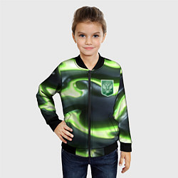 Бомбер детский Зеленый неоновый камуфляж, цвет: 3D-черный — фото 2