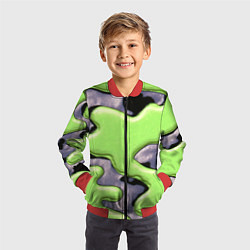 Бомбер детский Зеленый объемный камуфляж, цвет: 3D-красный — фото 2