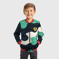 Бомбер детский Текстурный милитари камуфляж, цвет: 3D-красный — фото 2