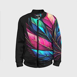 Детский бомбер Букет из цветных перьев - неон