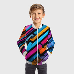 Бомбер детский Абстракция с граффити, цвет: 3D-белый — фото 2
