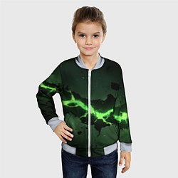 Бомбер детский Неоновая плита с зеленым разломом, цвет: 3D-серый — фото 2