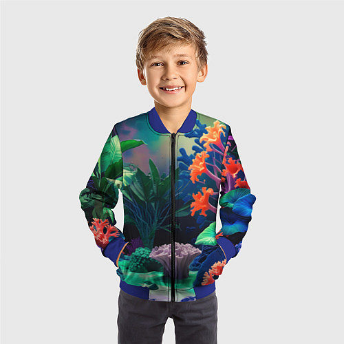 Детский бомбер Морское дно с кораллами / 3D-Синий – фото 3
