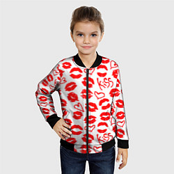Бомбер детский Губы и сердца, цвет: 3D-черный — фото 2