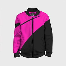 Детский бомбер Розовый с чёрным двуцветный с полосой