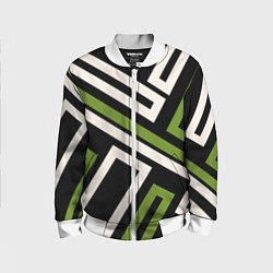 Детский бомбер Прямоугольники по диагонали-зеленый, черный
