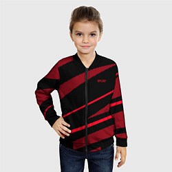 Бомбер детский Sport чёрный и красный полосы, цвет: 3D-черный — фото 2