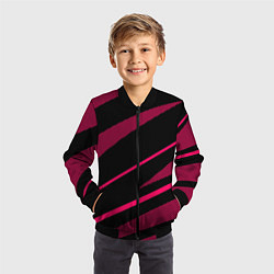Бомбер детский Чёрный с розовым абстракция полосы, цвет: 3D-черный — фото 2