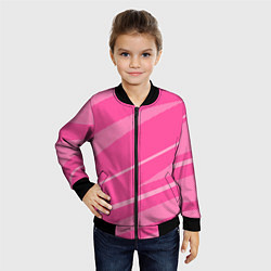Бомбер детский Розовый однотонный абстракция с полосой, цвет: 3D-черный — фото 2