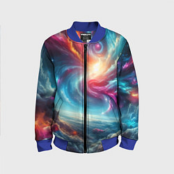 Бомбер детский Fantastic neon space landscape - ai art fantasy, цвет: 3D-синий